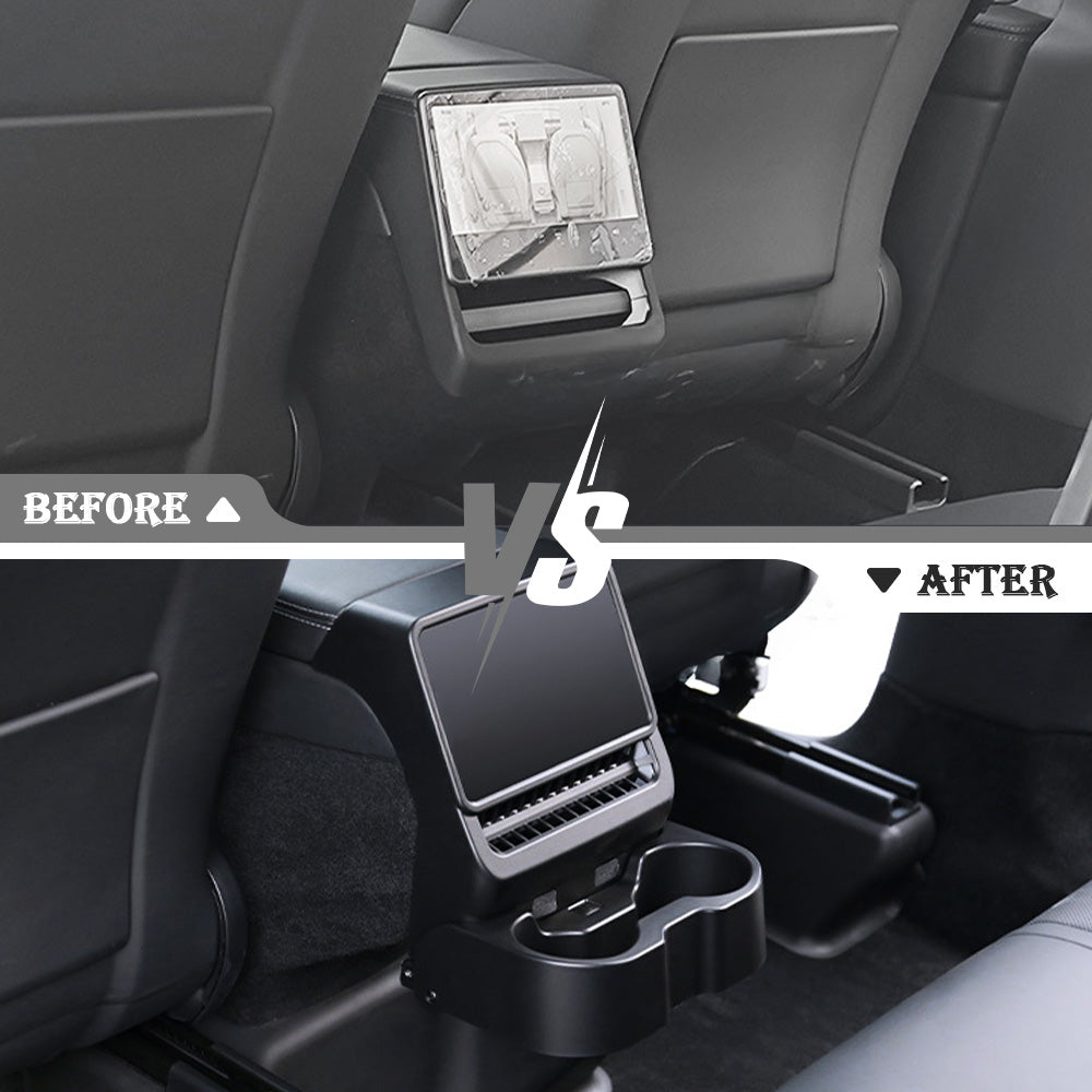 Tesla Model 3 Highland & Model Y Juniper Rear Cup Holder Organizer | Multi-Functional Vent-Mounted Center Console Upgrade