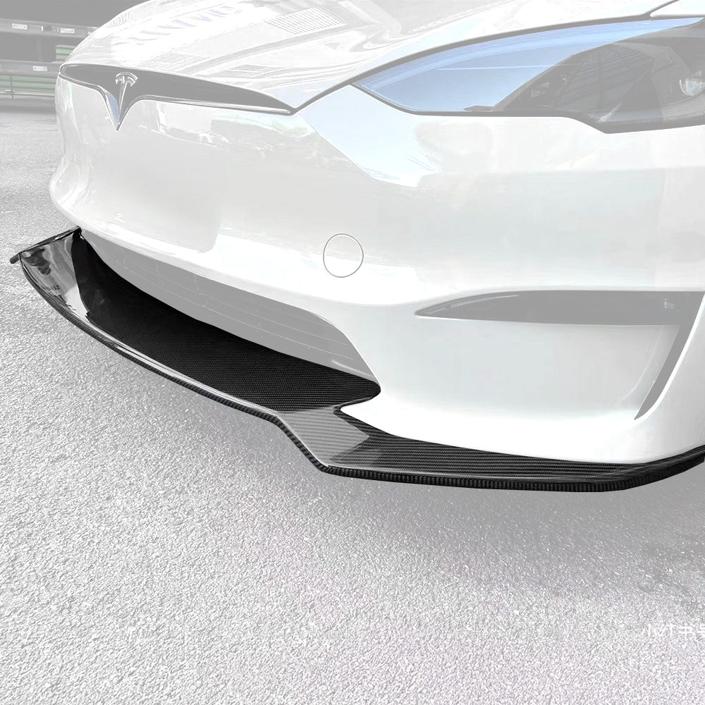 Tesla Model S Carbon Fiber Front Lip Splitter & Aero Body Kit - Matte/Glossy Finish | High Downforce Design 2021-2025