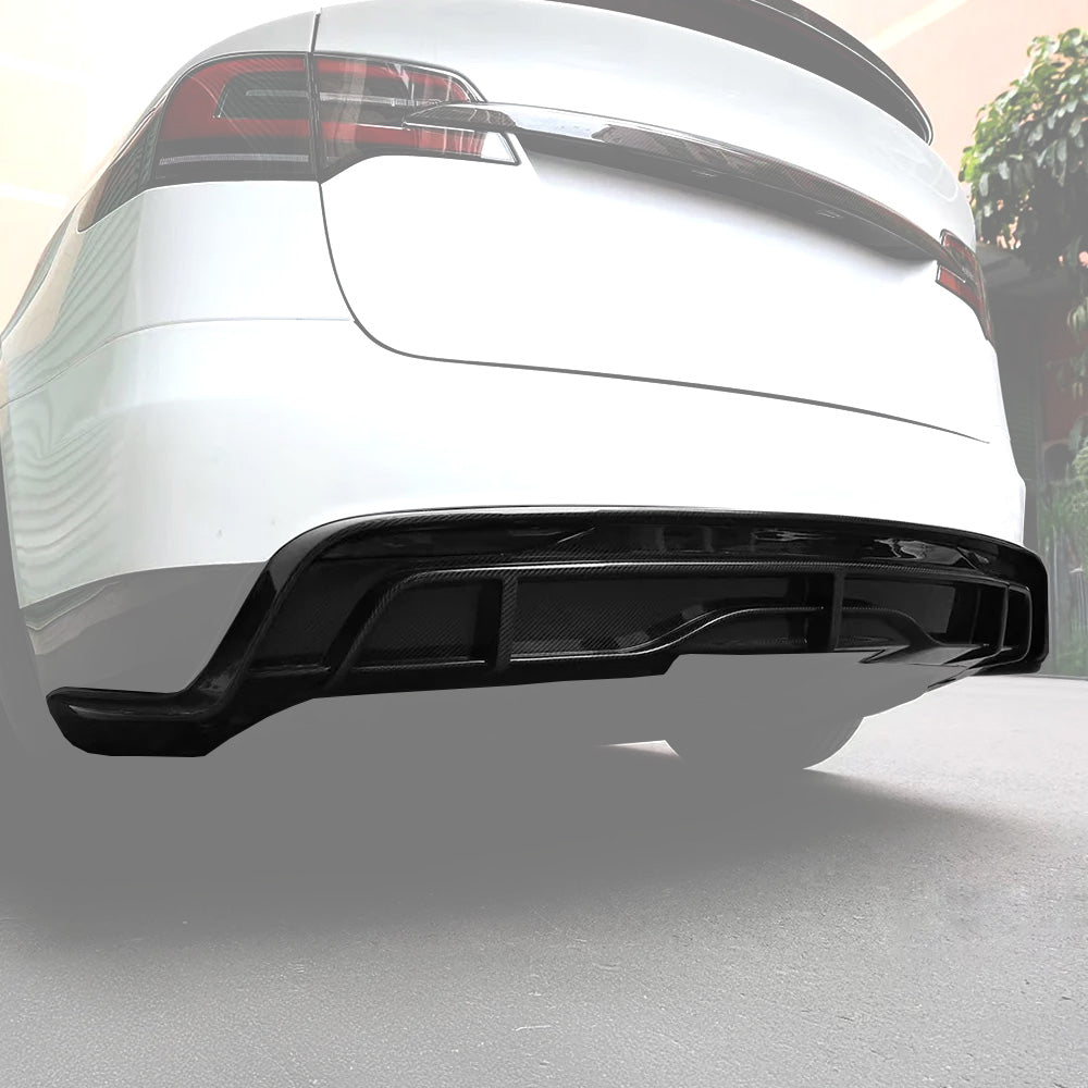 Tesla Model X Carbon Fiber Rear Bumper Diffuser Replacement| High-Performance Aerodynamic Aero Kit