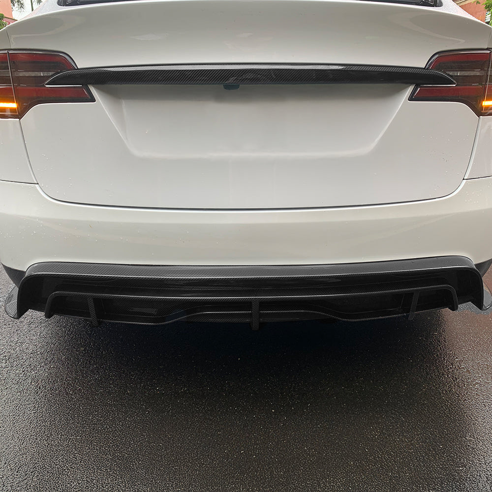 Tesla Model X Carbon Fiber Rear Bumper Diffuser Replacement| High-Performance Aerodynamic Aero Kit