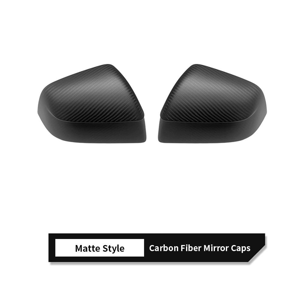 Tesla model Y Juniper with Carbon Fiber Mirror Caps - matte style