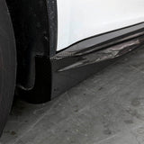 Close up of Tesla Model Y Carbon Fiber Ascend Side Skirts for 2020-2026+ Juniper