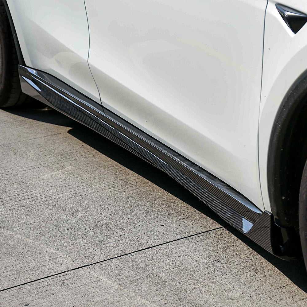Tesla Model Y Carbon Fiber Ascend Side Skirts for 2020-2026+ Juniper