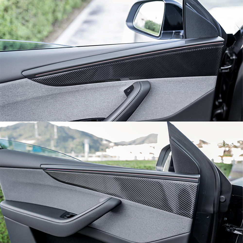 Tesla Model Y Juniper Carbon Fiber Door Panel Trim Covers 2025.03+