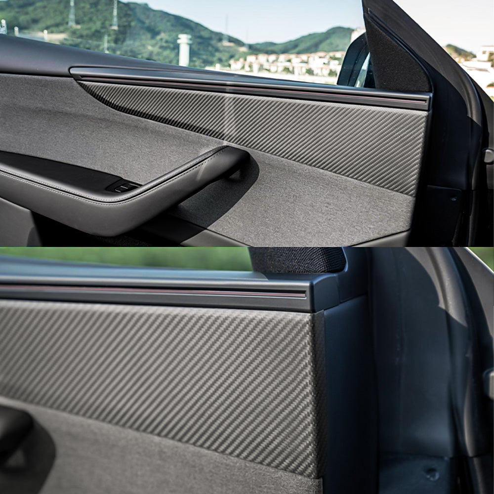 Tesla Model Y Juniper Carbon Fiber Door Panel Trim Covers 2025.03+