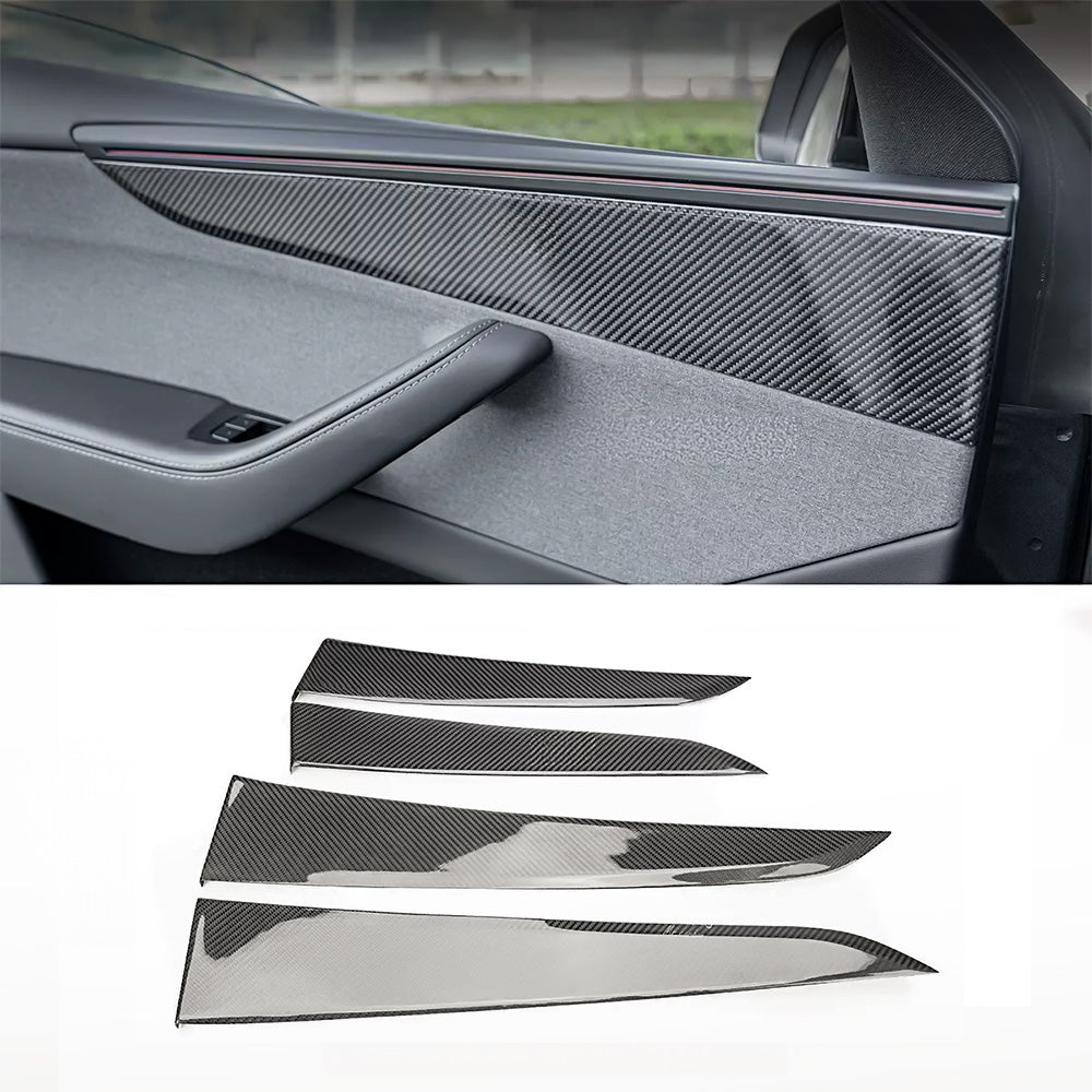 Tesla Model Y Juniper Carbon Fiber Door Panel Trim Covers 2025.03+
