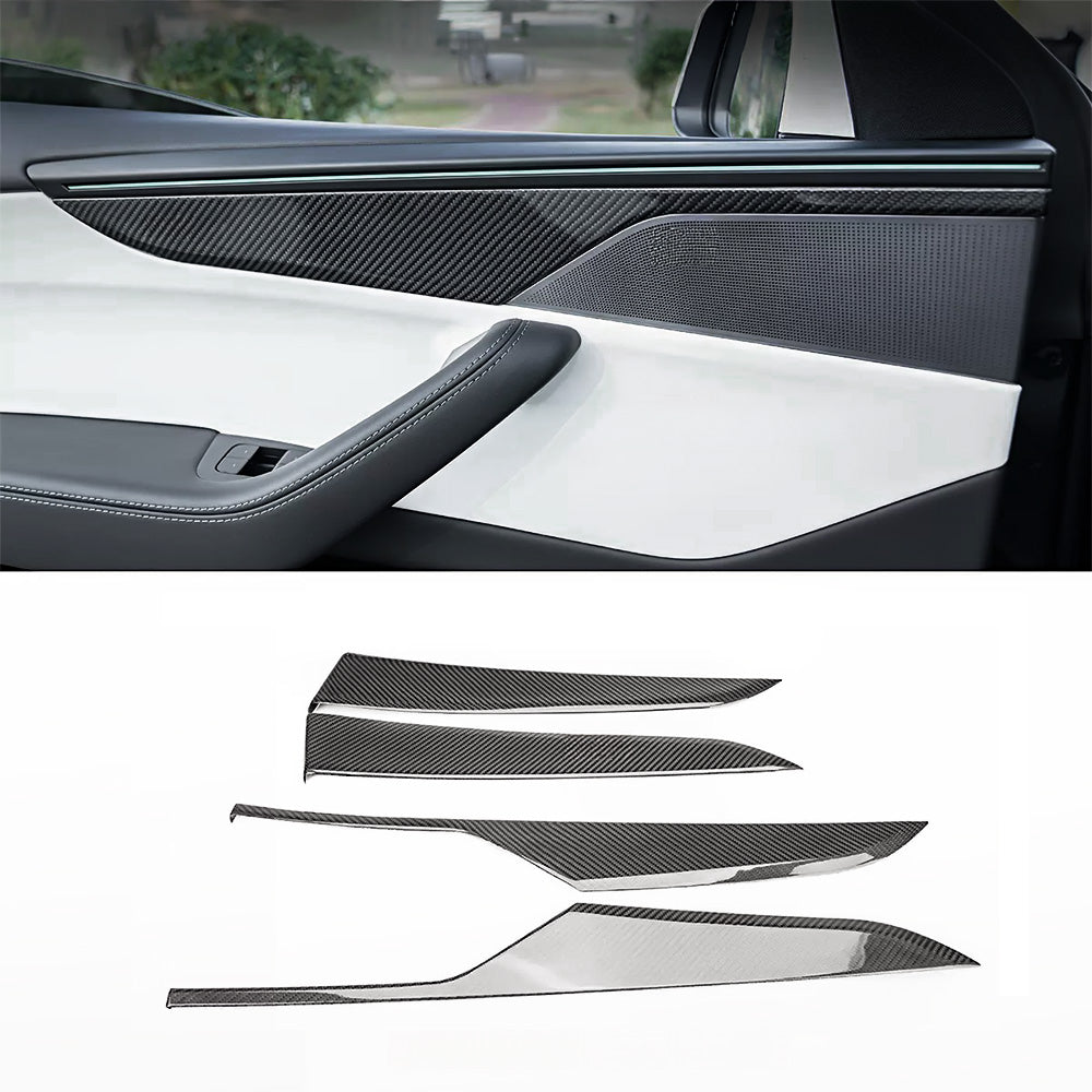 Tesla Model Y Juniper Carbon Fiber Door Panel Trim Covers 2025.03+