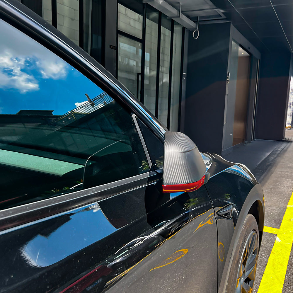 Tesla Model Y Carbon Fiber Mirror Covers (Upper & Lower)
