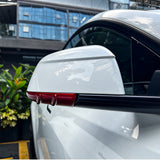 Carbon Fiber Mirror Lower Cover installed on Tesla Model Y – red finish