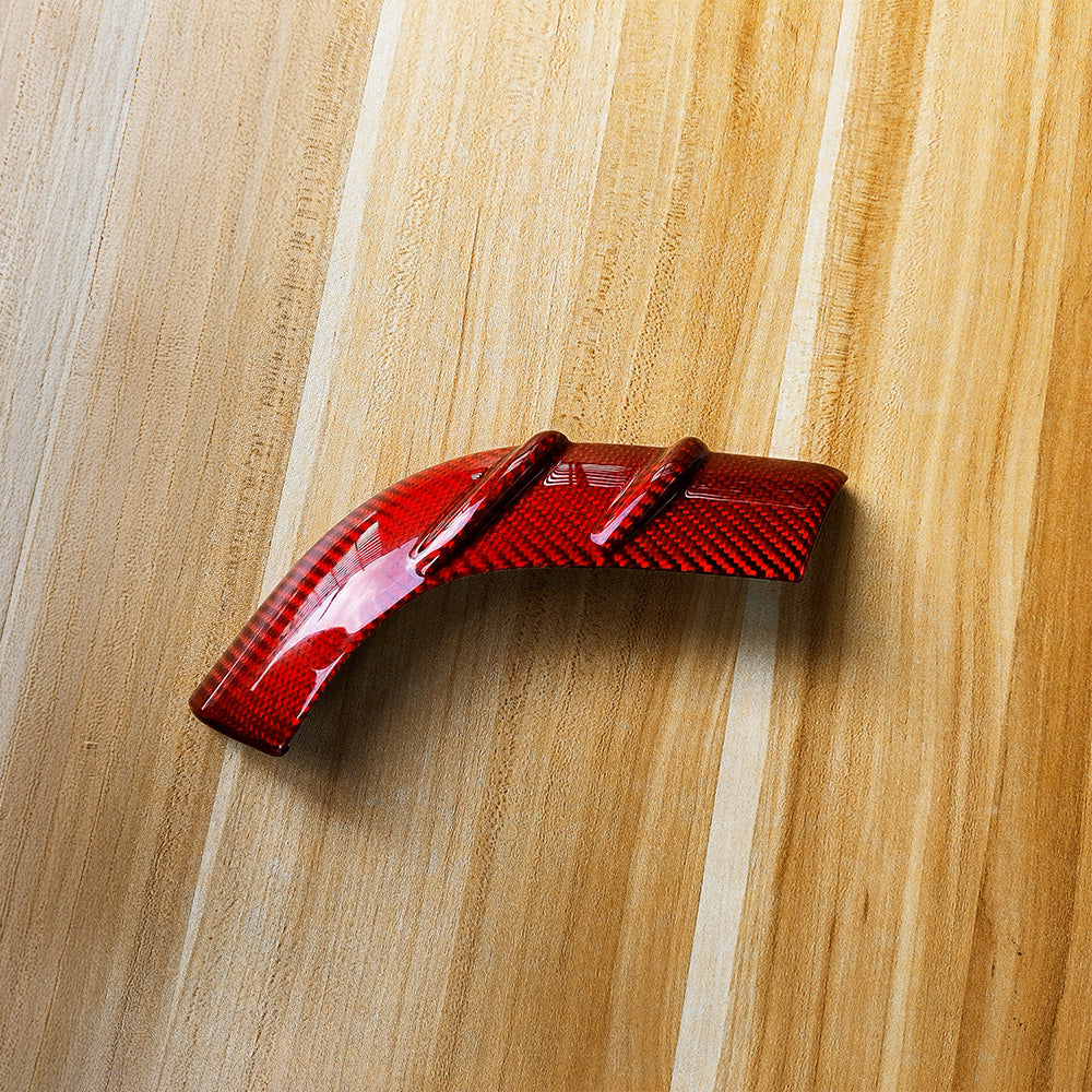 live shot: Tesla Model Y Carbon Fiber Mirror Lower Covers – red finish