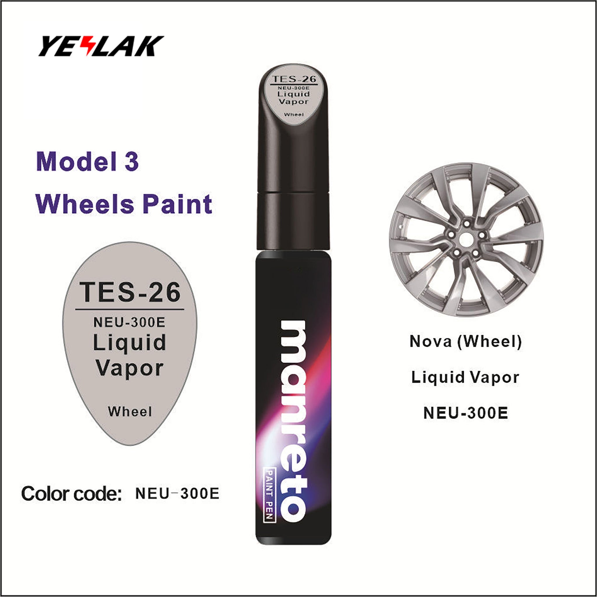 Tesla Touch-Up Paint Pen Repair Kit - Precision Color Match for All Tesla Models & Wheels