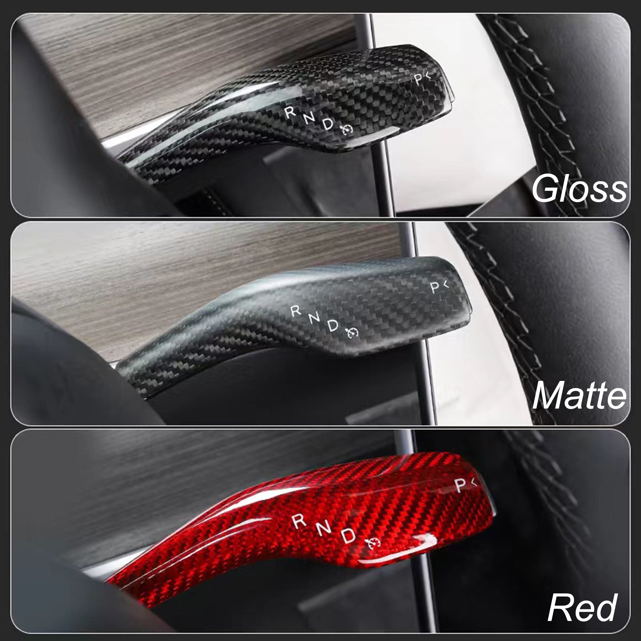 Gear Stalk Covers Real Carbon Fiber for Tesla Model 3/Y-Vehicles & Parts-Teego