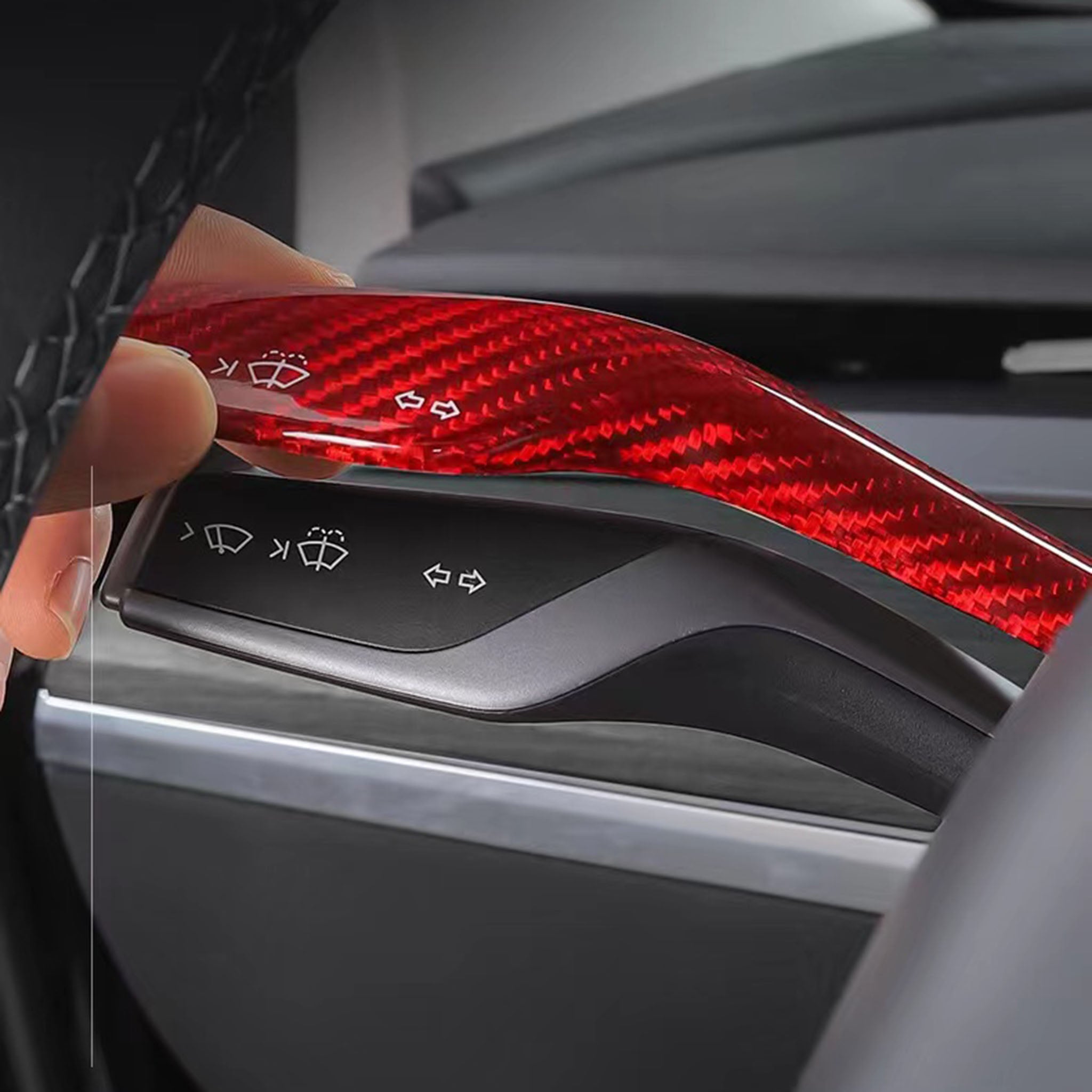 Gear Stalk Covers Real Carbon Fiber for Tesla Model 3/Y-Vehicles & Parts-Teego