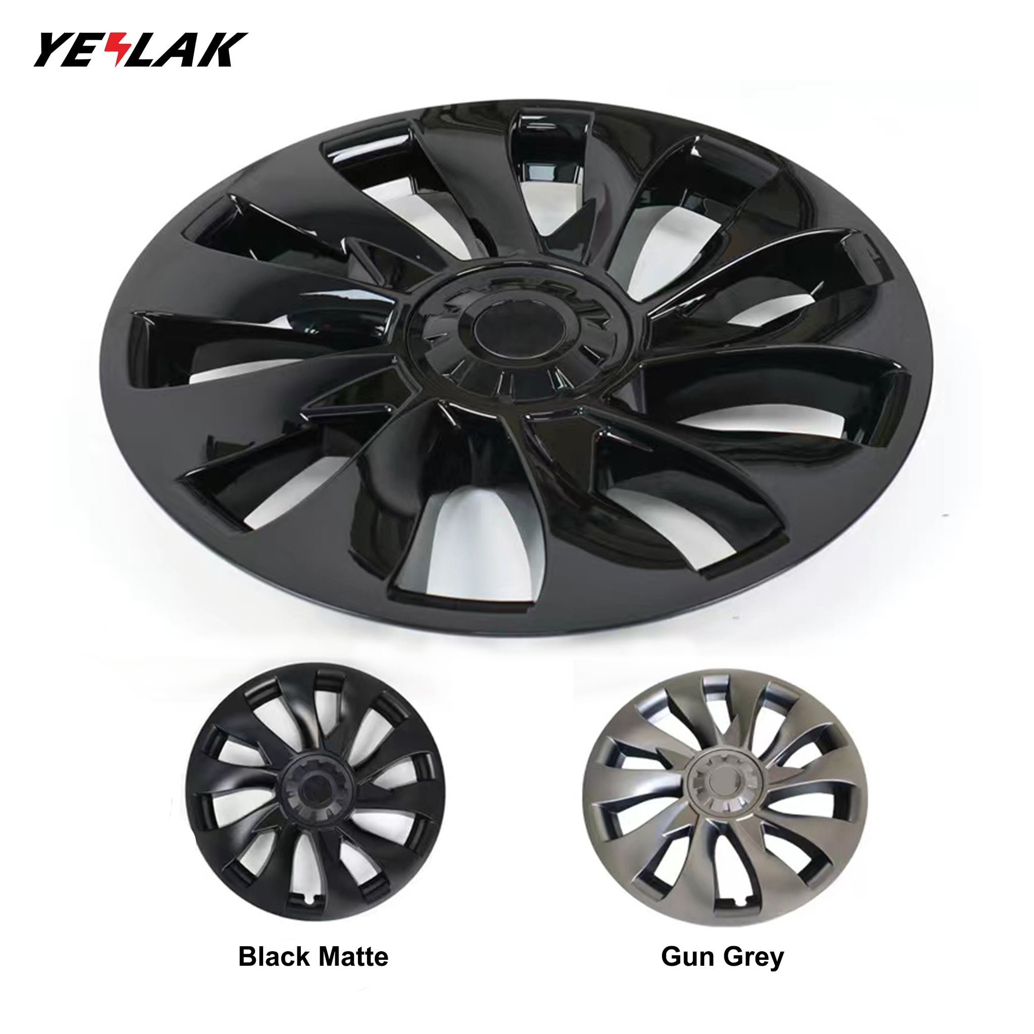 Performance Wheel Covers For Tesla Model 3 18'' Aero Wheels-Matte Black & Gun Grey