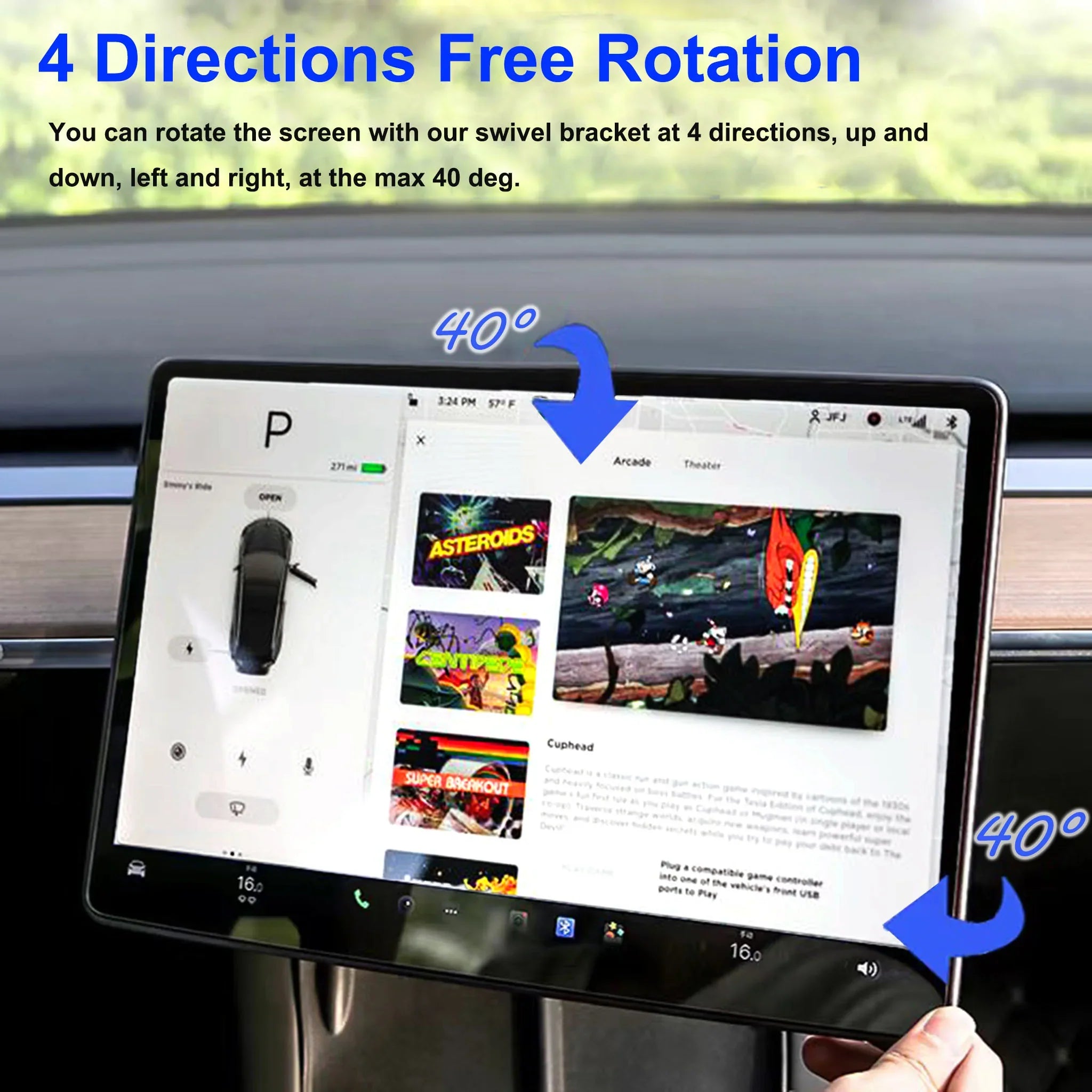 Bundle: Model 3 Highland Yoke Style Steering Wheel & Screen Swivel Mount Set