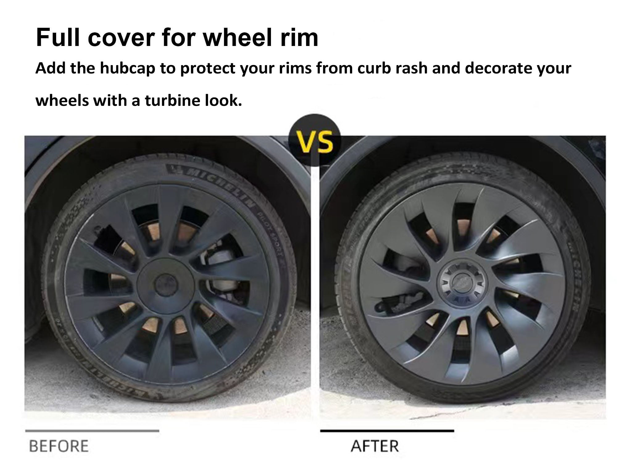 Teego 20inch Model Y Wheel Covers for Tesla Model Y Induction Wheels - Before and After Installation