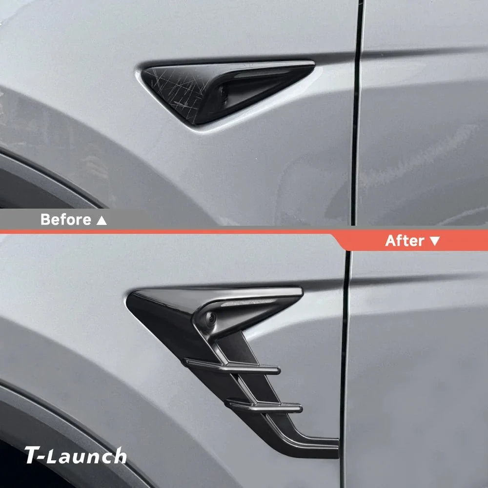 ABS Turn Signal & Side Camera Covers with Air Blades for Tesla Model Y L 6-Seater 2026+