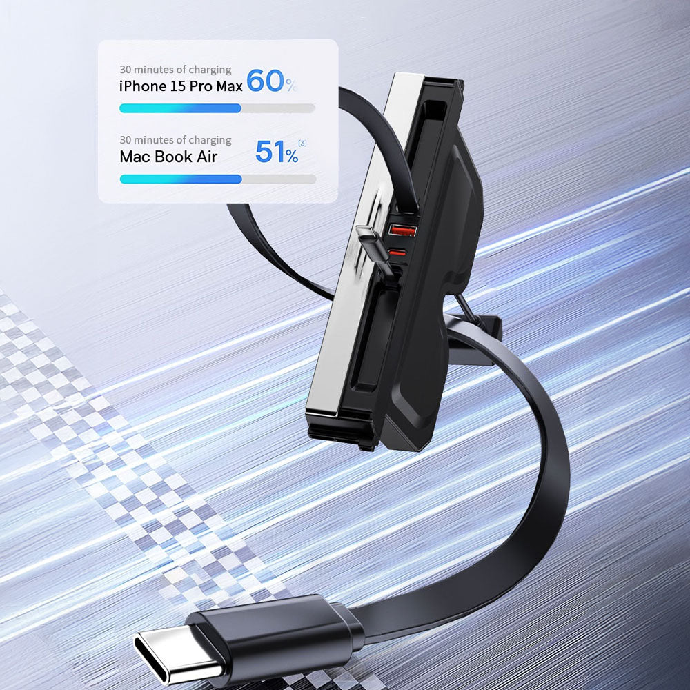 USB Hub Docking Station for Tesla Model 3 Highland (2024+) & Model Y Juniper (2025+) – Custom-Fit, PD 65W Fast Charging, Retractable Type-C Cables
