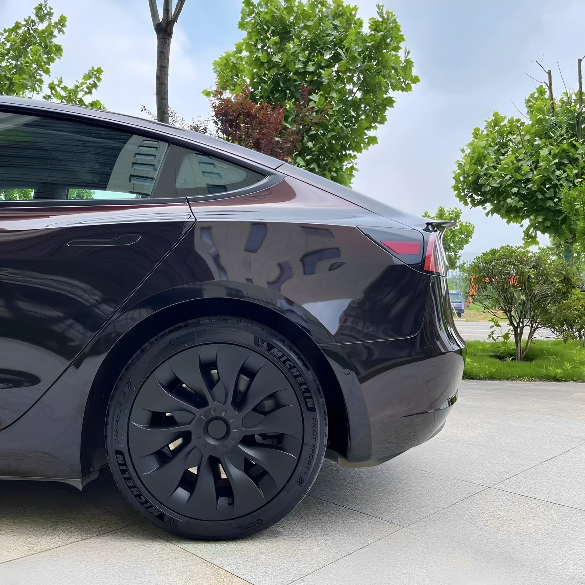 Tesla Model 3 Wheel Cover Uberturbine Style Hubcaps 18 Inch Matte Black