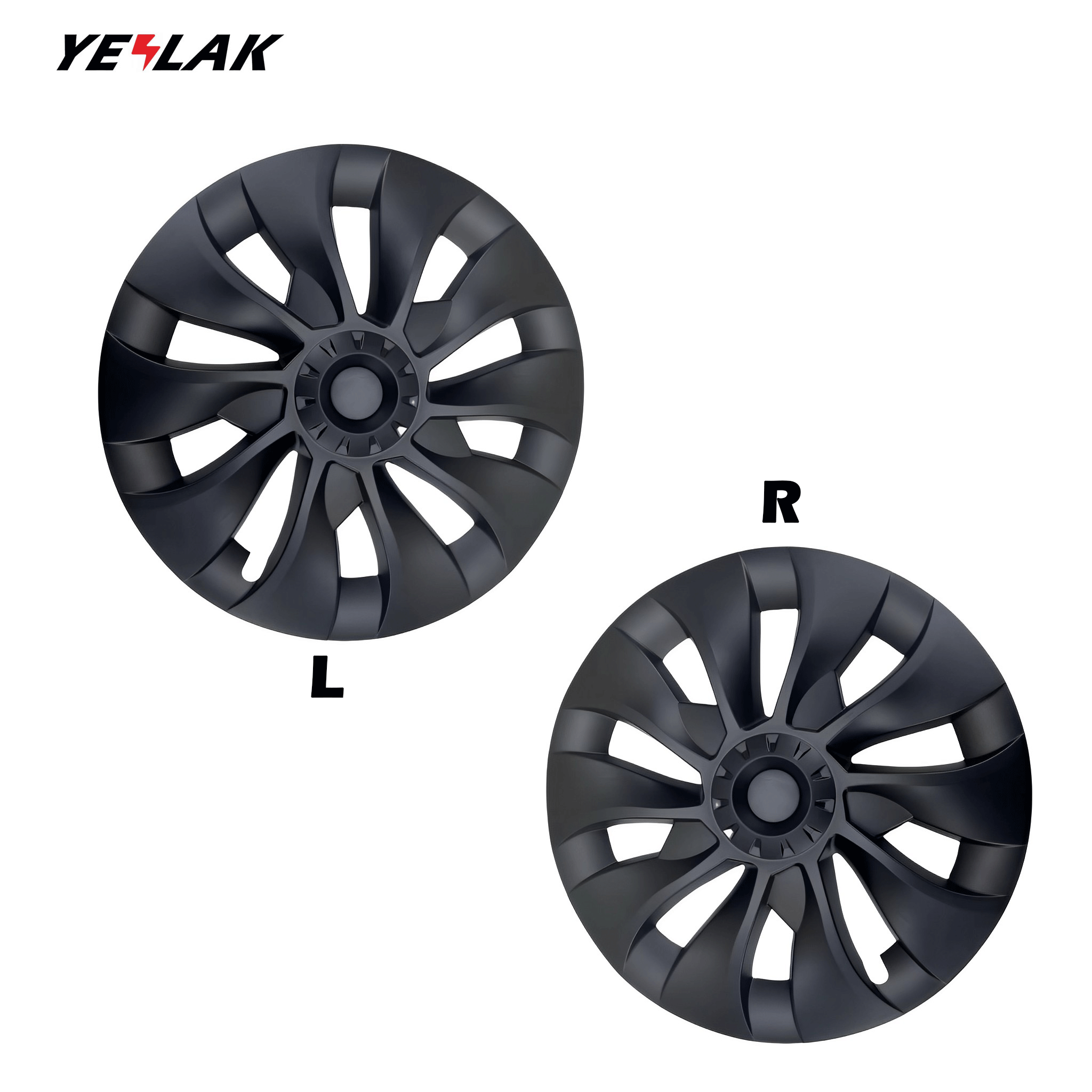 Uberturbine Style Hubcaps For Tesla Model 3 18'' Aero Wheels (Directional) - Matte Black