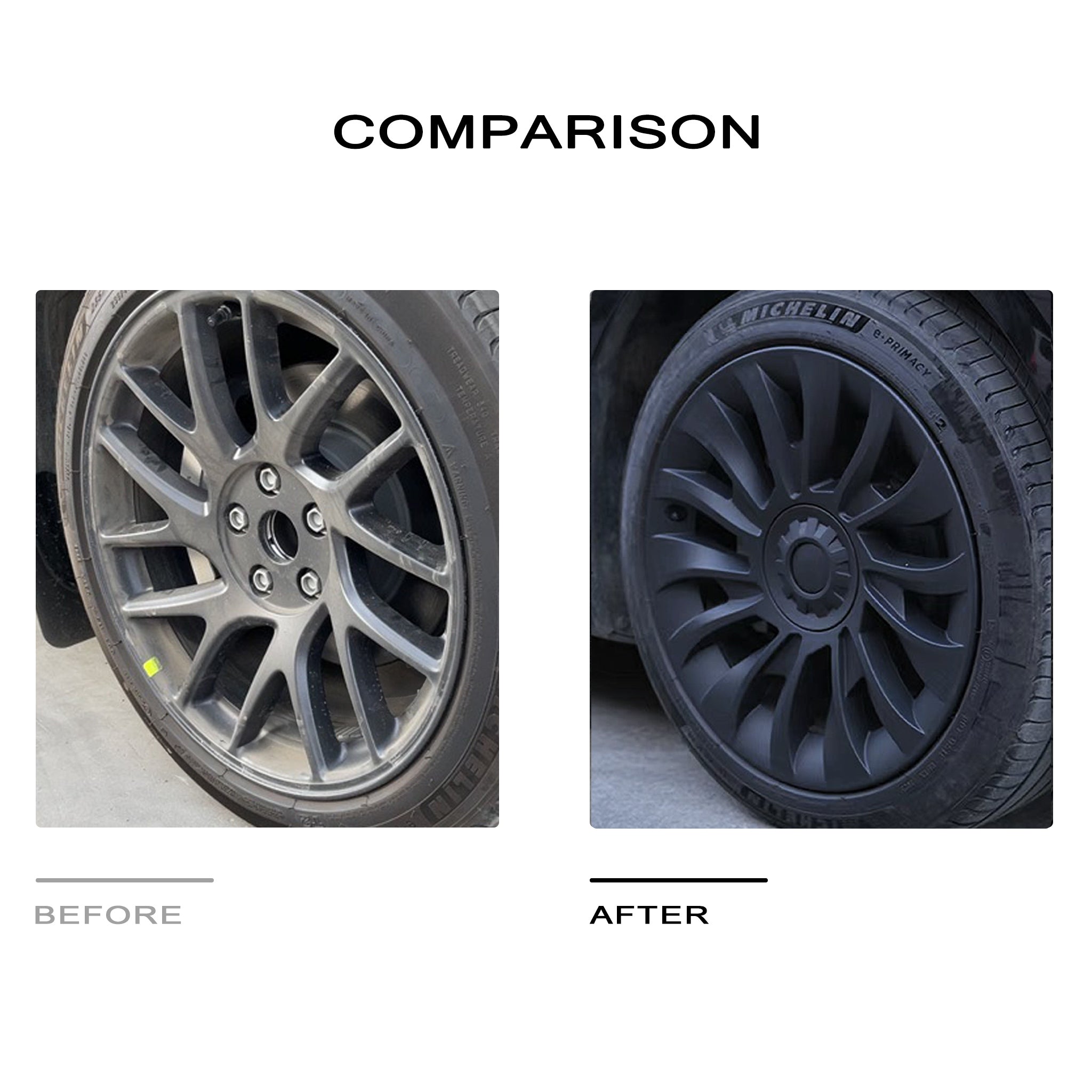 Uberturbine Wheel Cover for Tesla 2024 New Model 3 Highland 18’’ Photon Wheels - Comparison