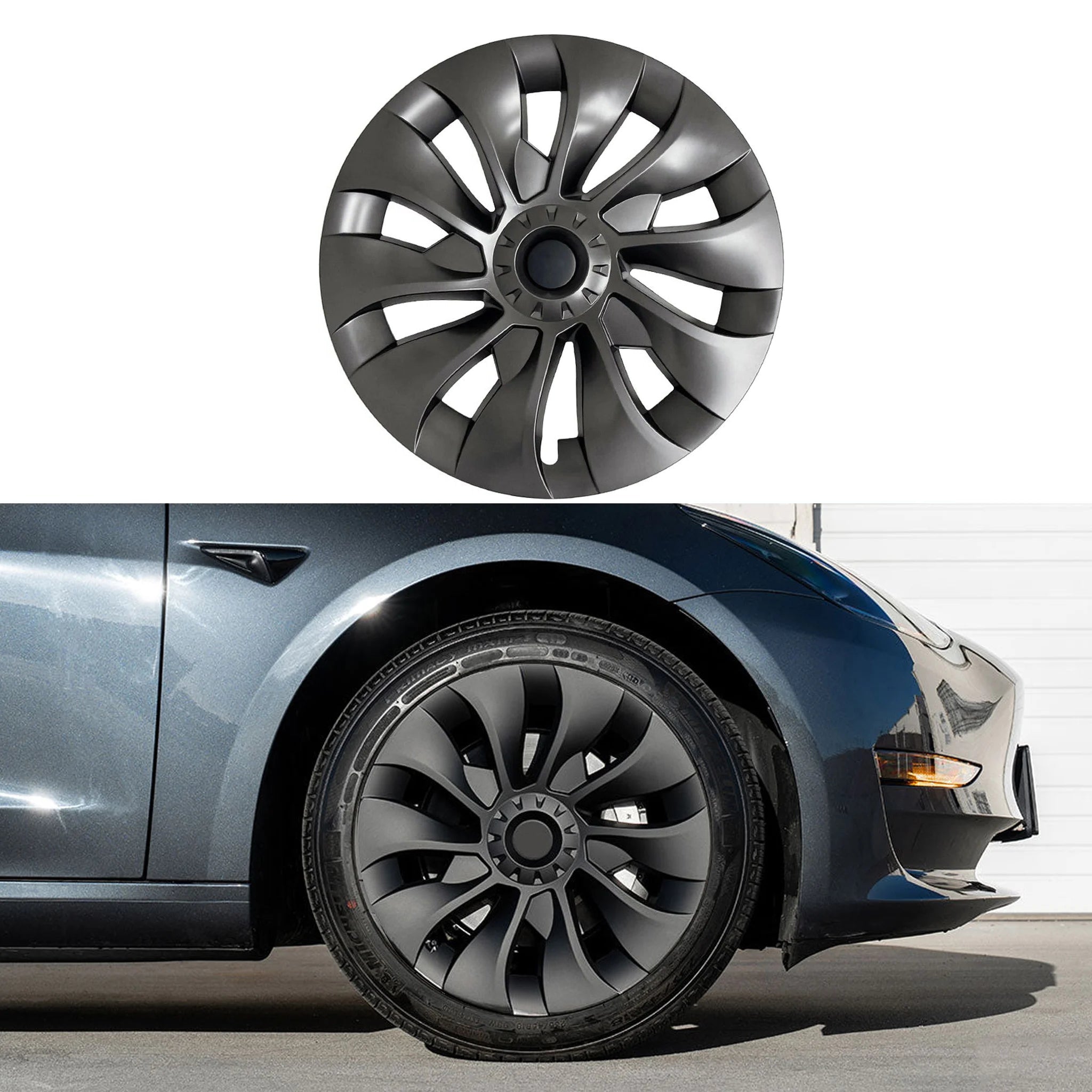 Hubcaps For Tesla Model 3 18'' Aero Wheels Symmetrical & Uberturbine Style