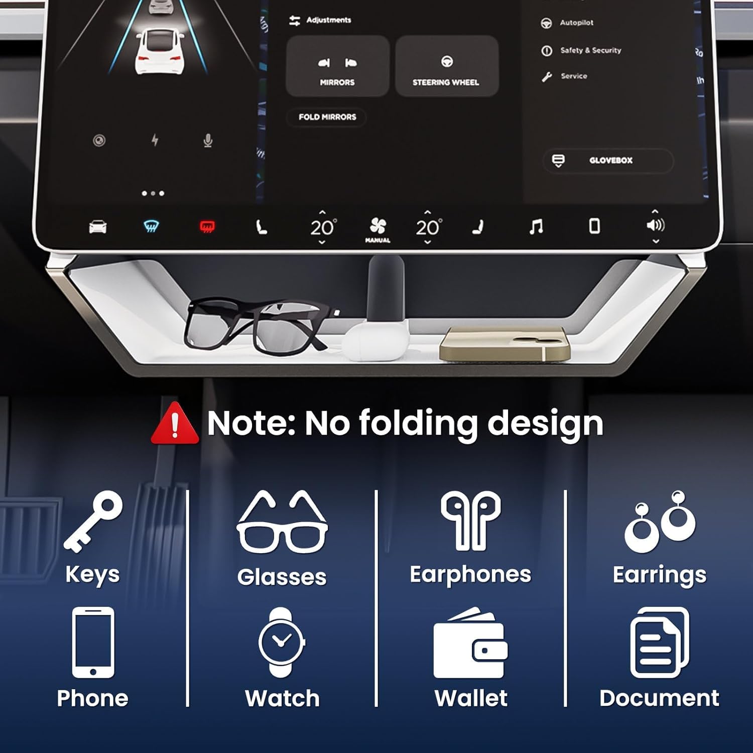 Tessgo Under Screen Storage Organizer for Model Y Juniper / 3 Highland