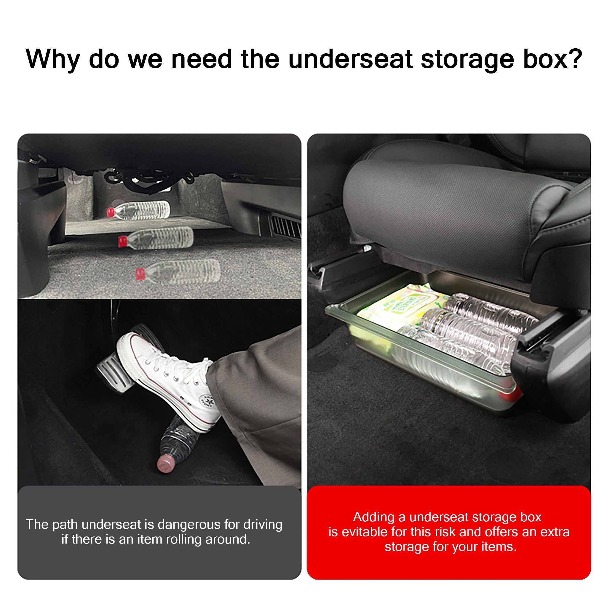 Tesla Model X & Model Y Underseat Storage Box (2021+) – Hidden Organizer Bin for Safe, Extra Storage