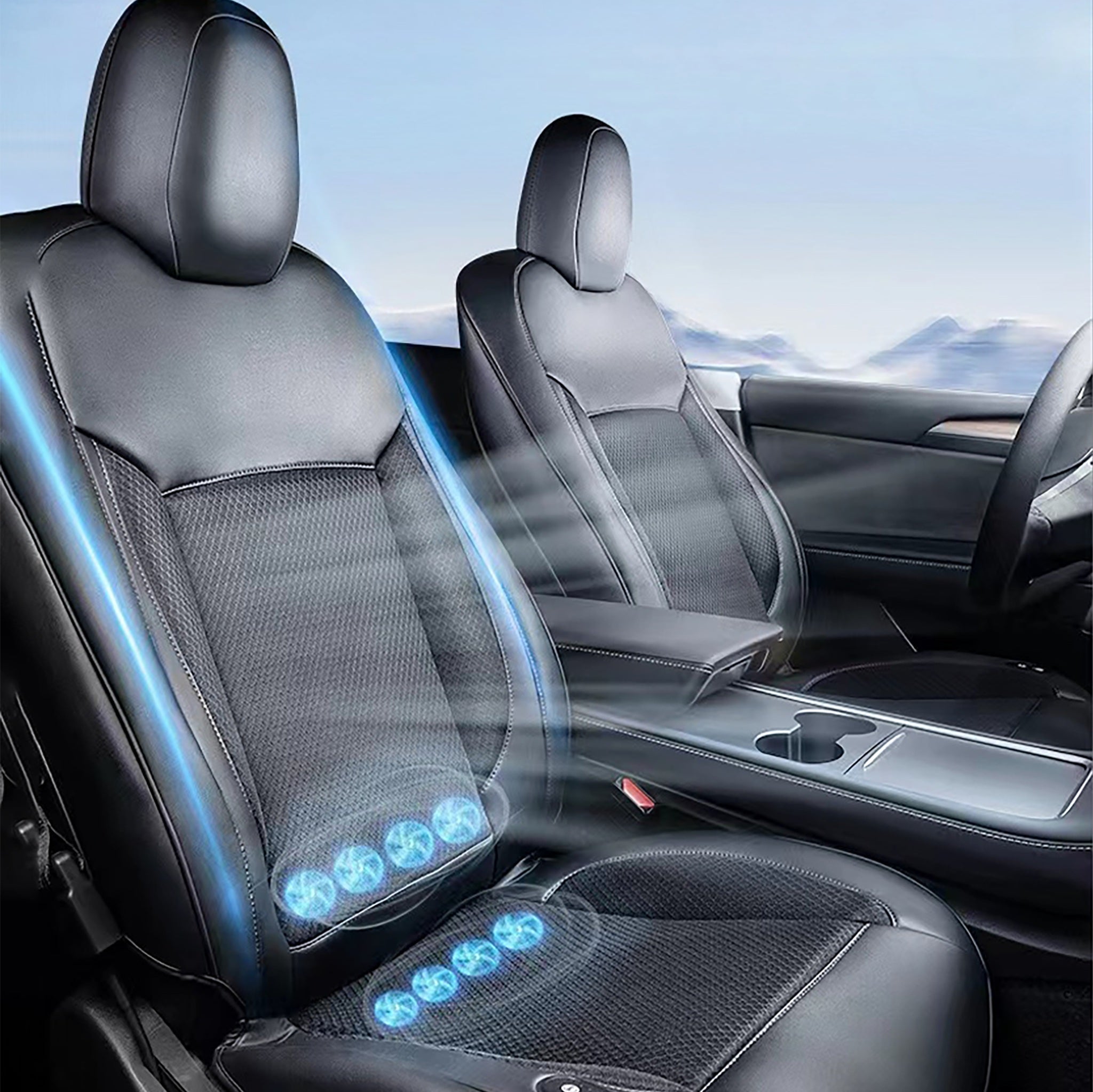 Tesla Ventilated Cooling Seat Cushion – Breathable Summer Comfort with Auto Start & 10 Silent Fans
