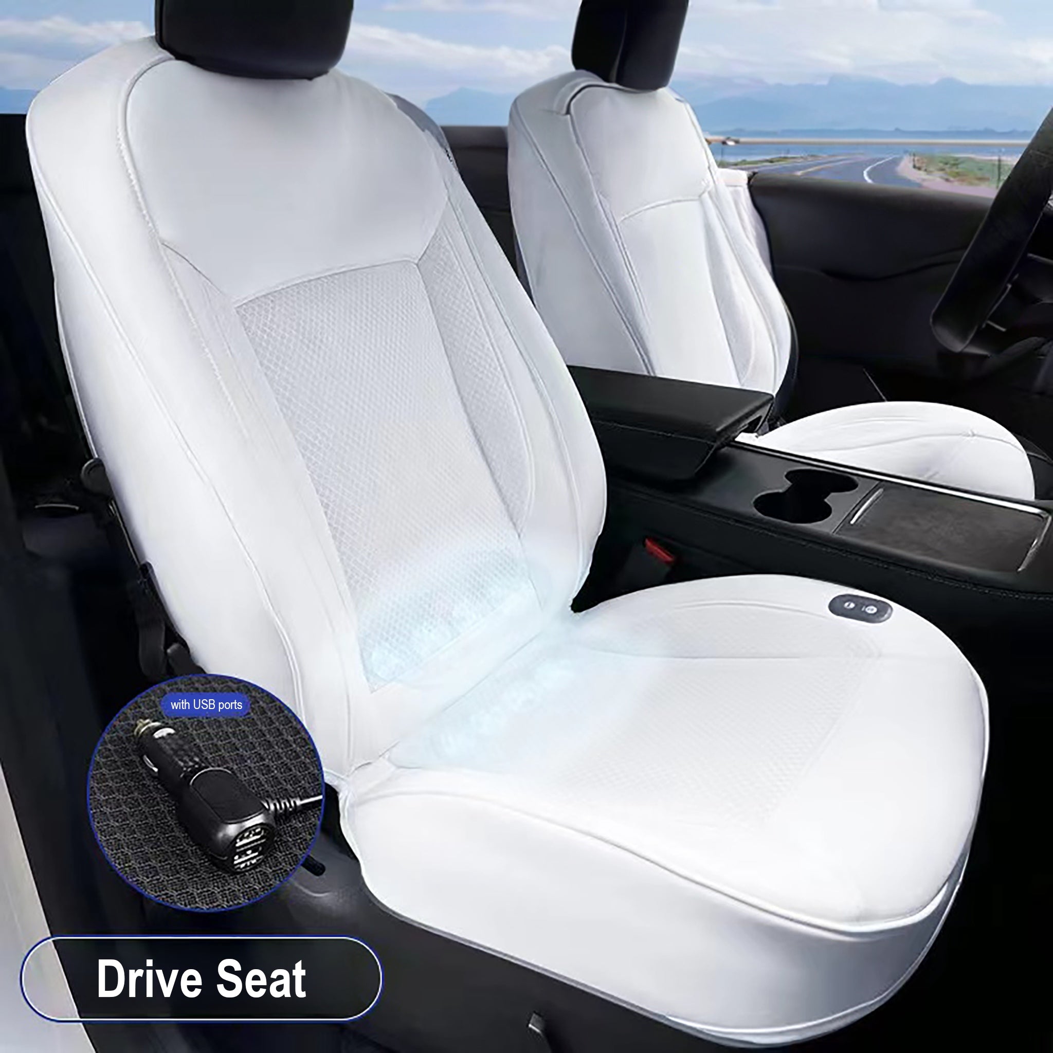 Tesla Ventilated Cooling Seat Cushion – Breathable Summer Comfort with Auto Start & 10 Silent Fans