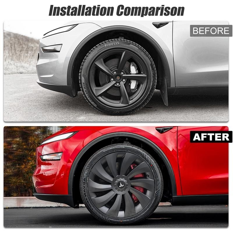 Überturbine Style Matte Black 19" Wheel Covers for Model Y Juniper 2025.03+