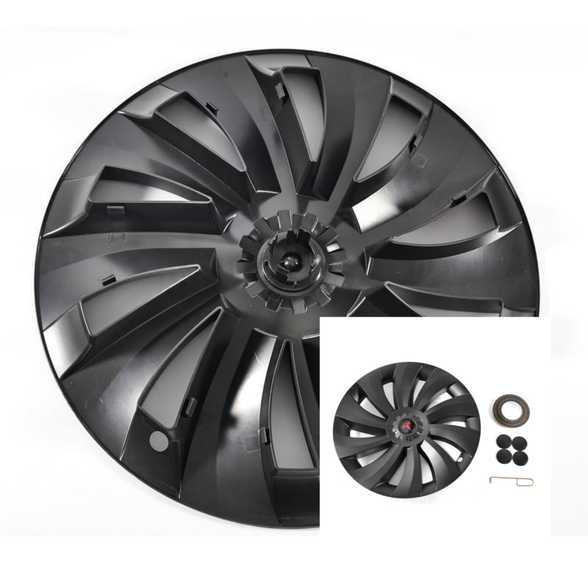 Überturbine Style Matte Black 19" Wheel Covers for Model Y Juniper 2025.03+