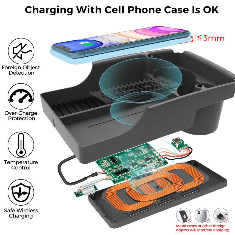 Wireless Phone Charging Organizer with Cup Holder for Tesla Pre-refresh Model S / X