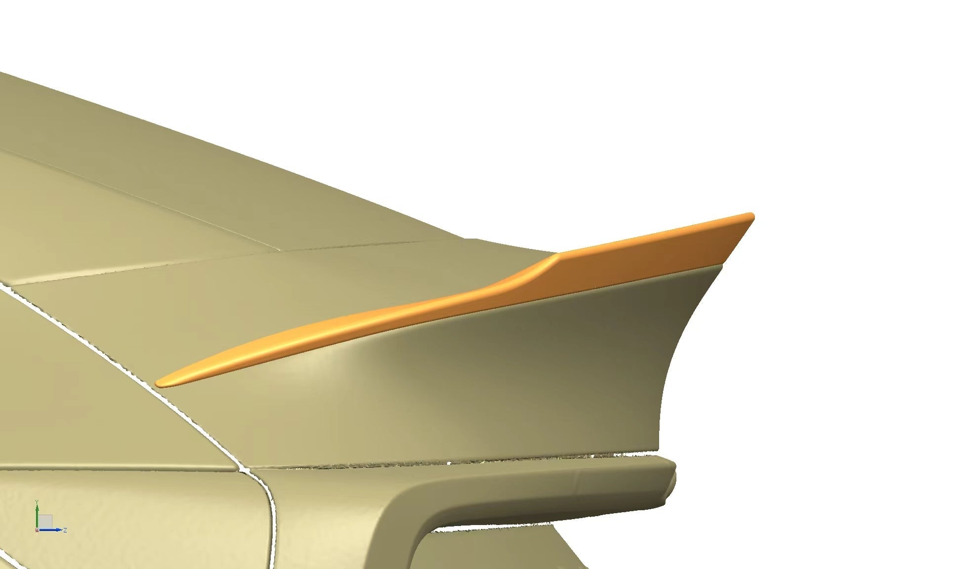 Side design sketch of the Model Y carbon fiber spoiler (YL OEM style)