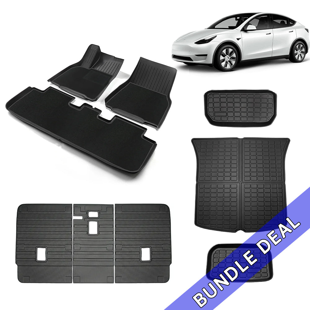 Bundle: Model Y Floor Mats & Liners Full Set 9 PCS (floor mat with carpets)