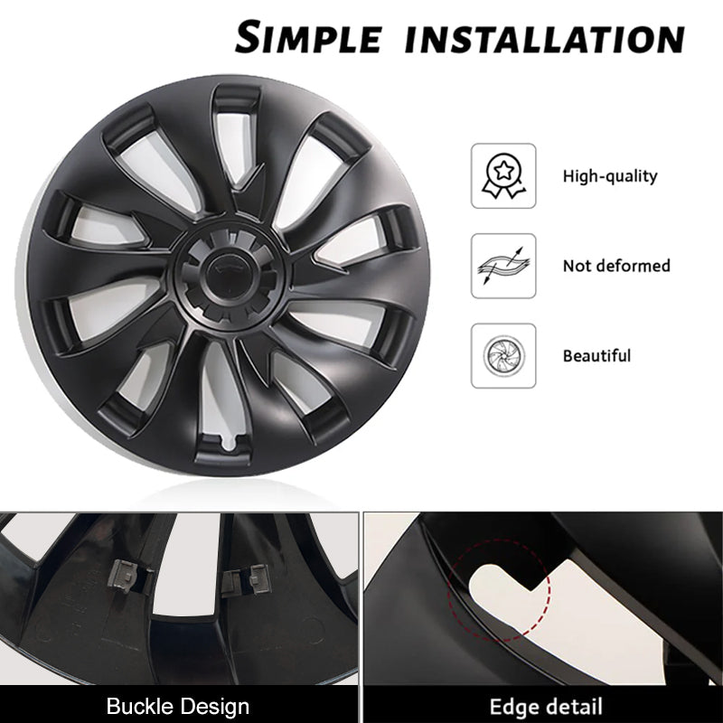 Tessgo Model 3 18inch Überturbine Wheel Cover For Tesla 3 18inch Turbine Wheel Cap Kit 4PCS Matte Black