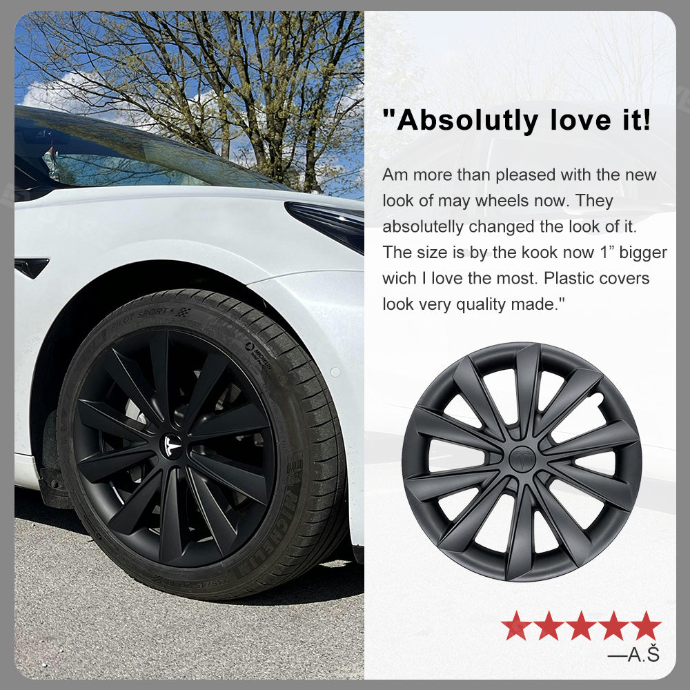 Tessgo Tesla Model 3 Wheel Cover Hubcaps 18 Inch Aero Wheel Covers Replacement 4PCS Matte Black (2017-2023 Year)