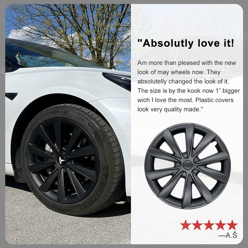 18" Matte Black Aero Style Wheel Covers for Model 3 2017–2023 4PCS