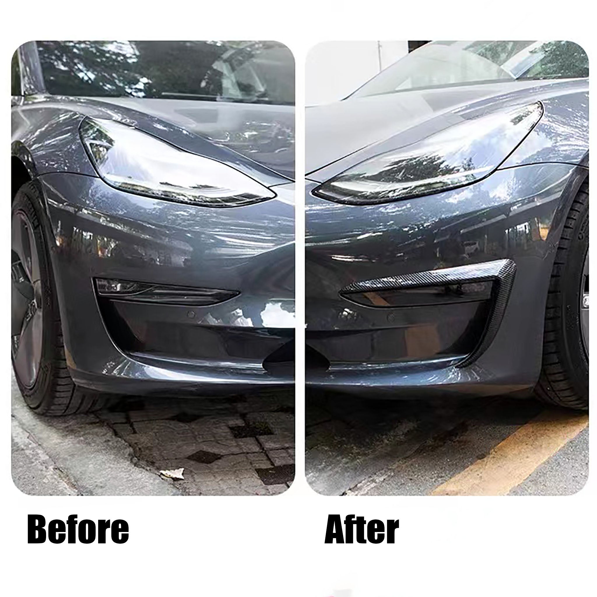 Real Carbon Fiber Fog Light Trim for Tesla Model 3&Y-Teego
