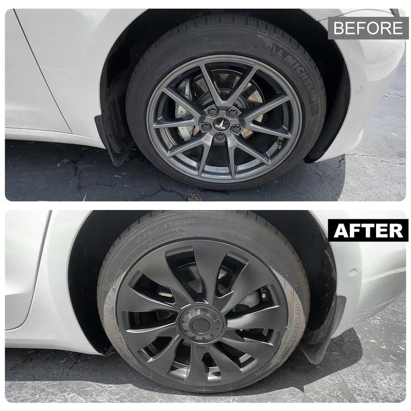 Turbine Style 18" Wheel Covers for Model 3 Matte Black Set of 4