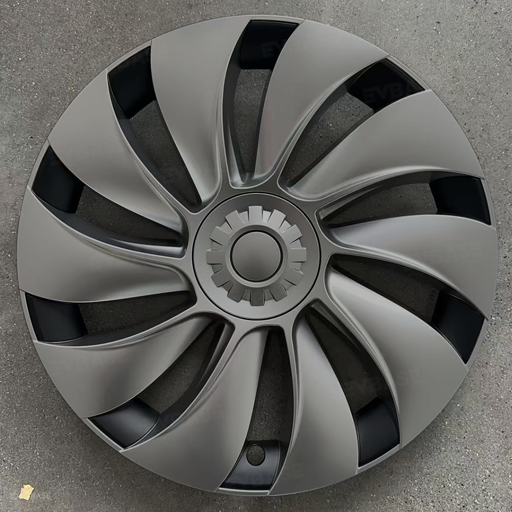 Tessgo 19" Überturbine Style Wheel Covers for Model Y Juniper – Matte Black Hubcaps for Crossflow Wheels, OEM Fit Upgrade