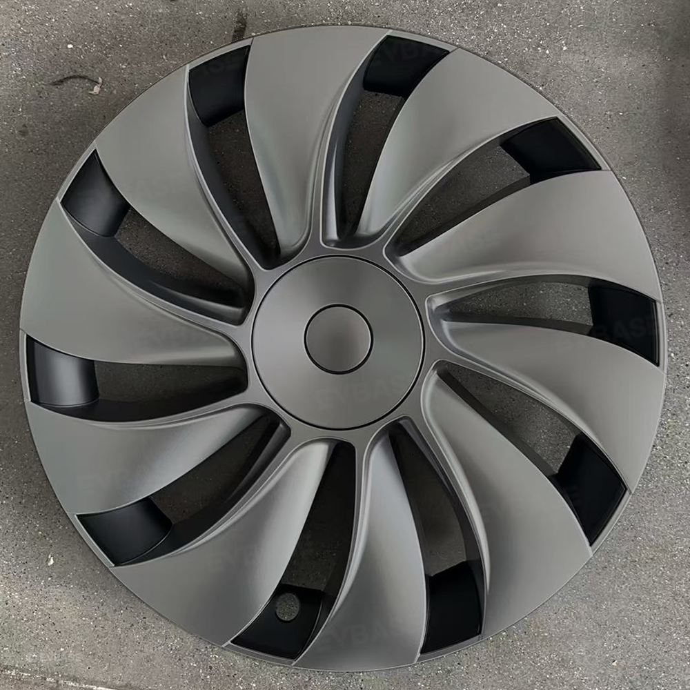 Tessgo 19" Überturbine Style Wheel Covers for Model Y Juniper – Matte Black Hubcaps for Crossflow Wheels, OEM Fit Upgrade