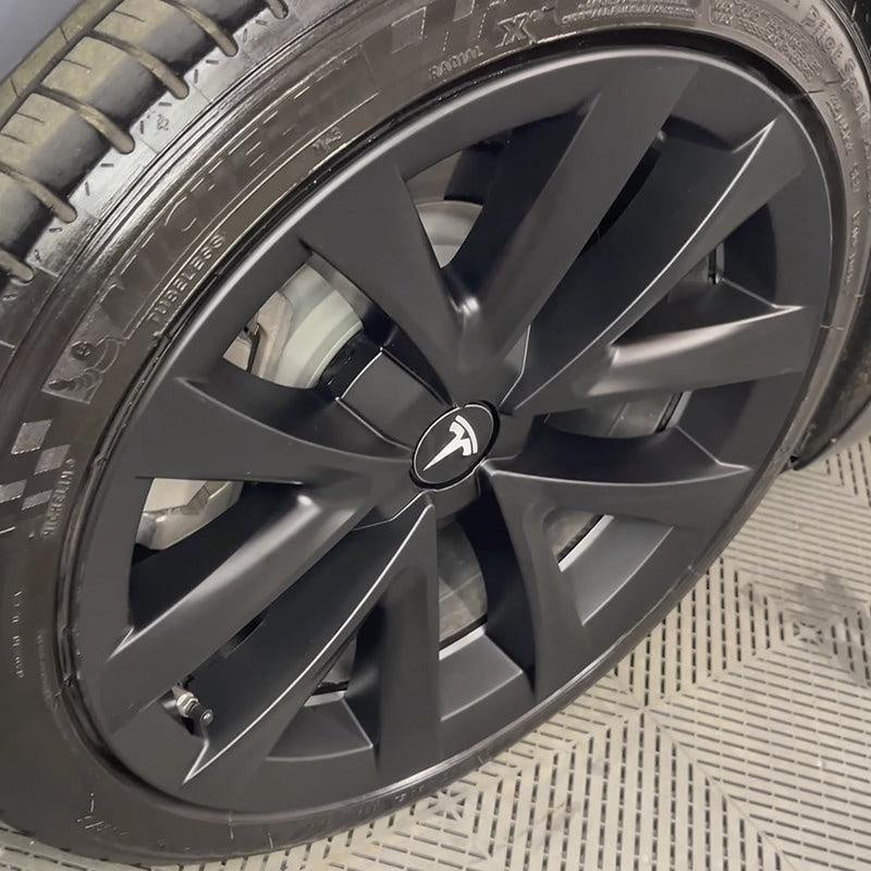 TESSGO Model 3 18 inch Arachnid Wheel Covers Replacement Wheel Cap 2017-2023 Model 3 Matte 4PCS