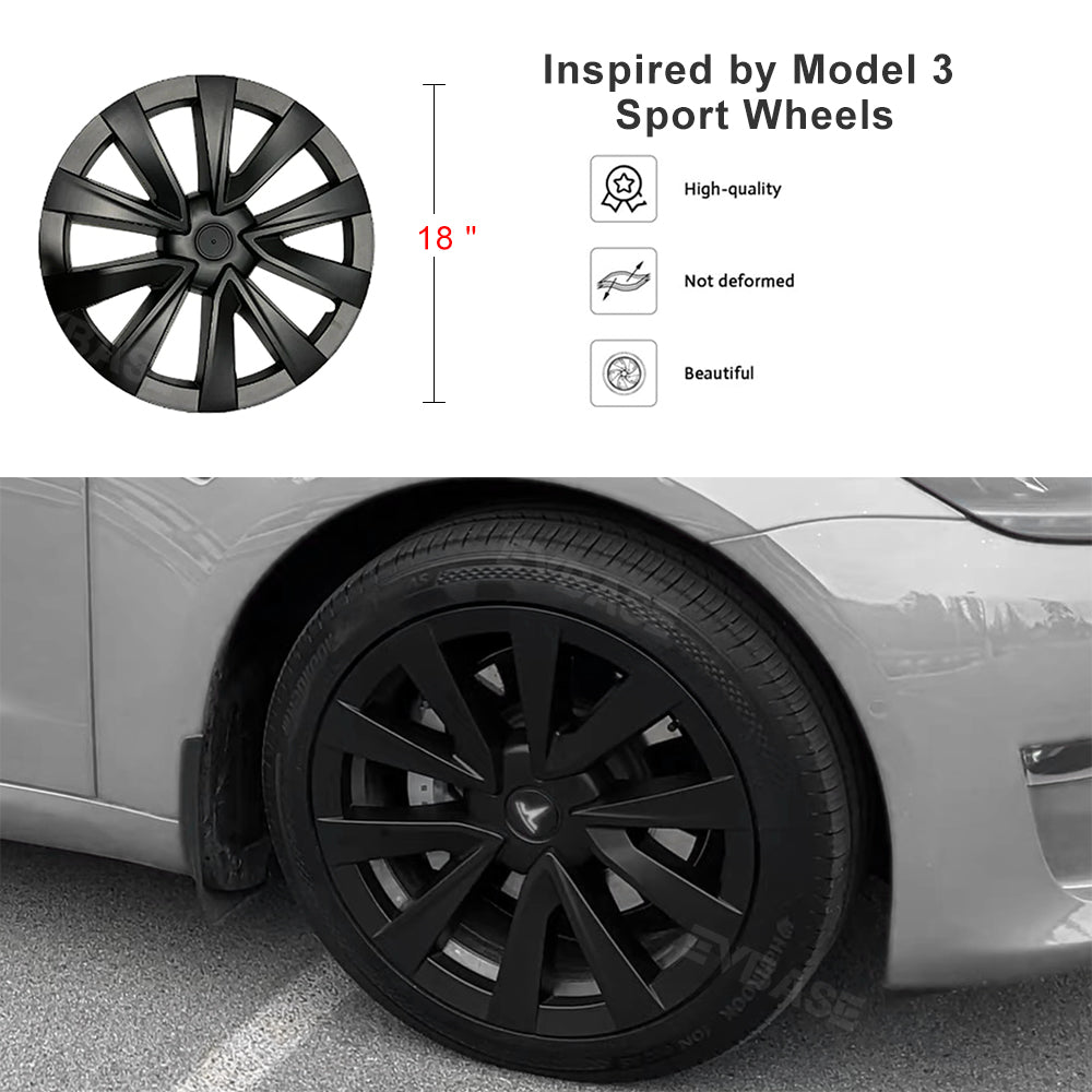 Tessgo Tesla Model 3 Wheel Cover 18 Inch Hubcap Inspired by Model 3 Sport Wheels Exterior Accessories Upgrade 2021-2023.10