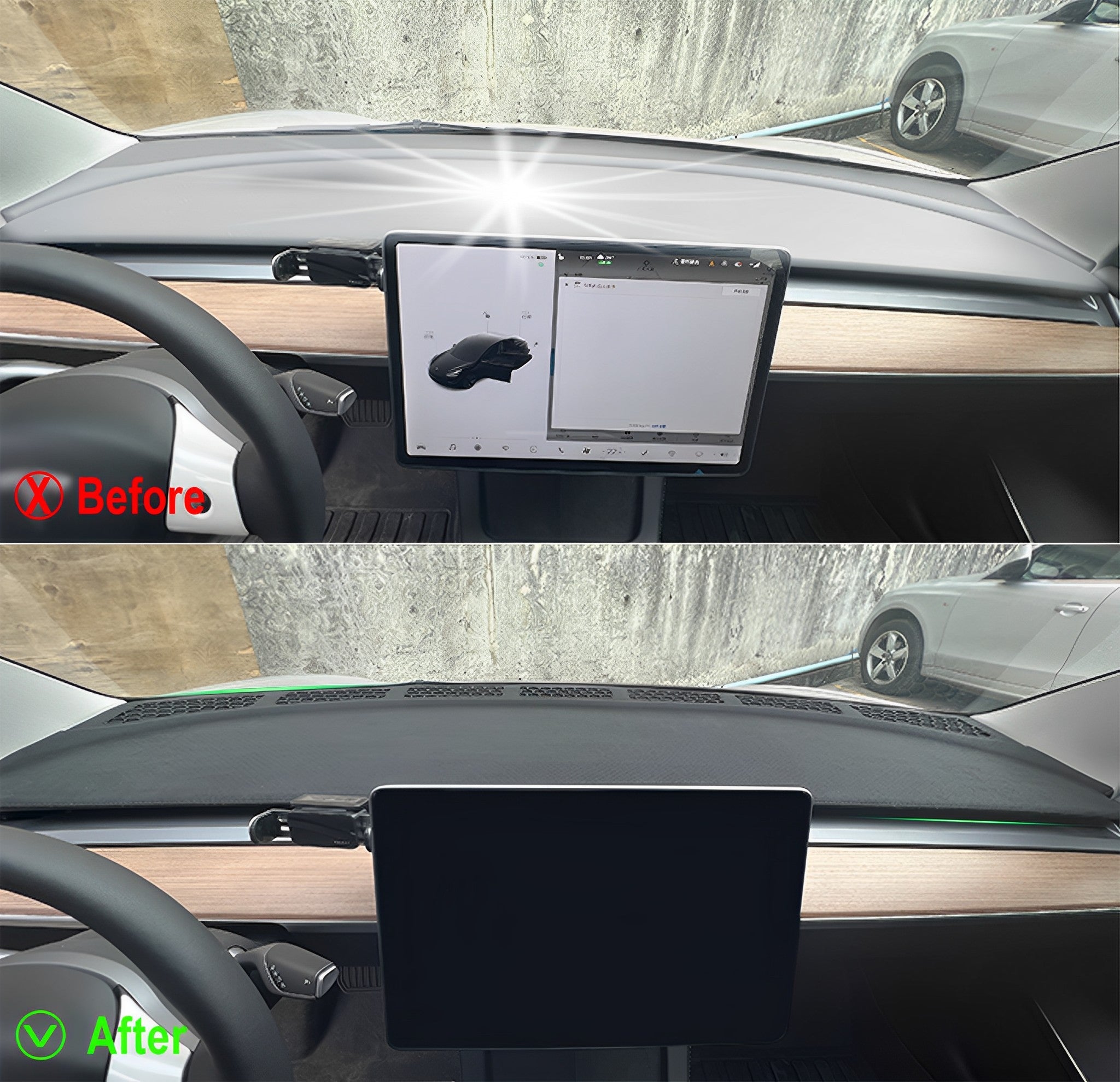 Premium Microfiber Dashboard Cover for Tesla Model 3 / Y- Anti-Glare, Heat-Resistant