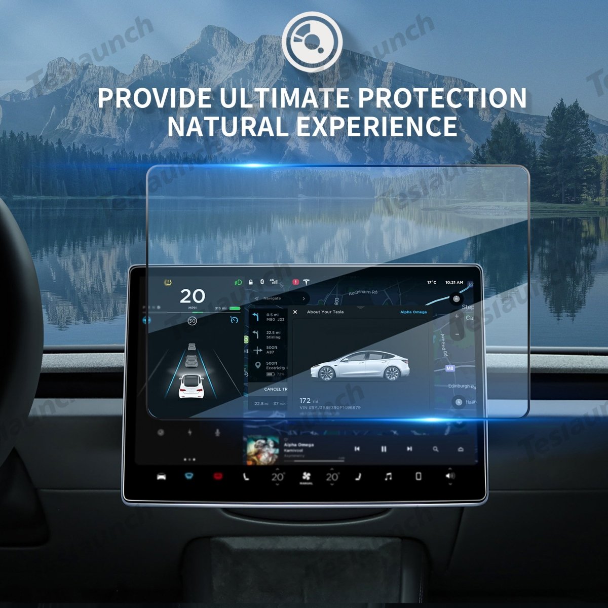 16" Front & Rear 9H Tempered Glass Screen Protector for Tesla Model YL 2026+