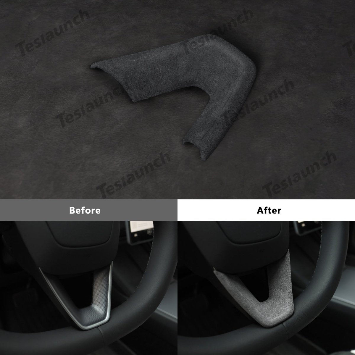 Alcantara Steering Wheel U-shaped Cover for Tesla Model Y L 2026+