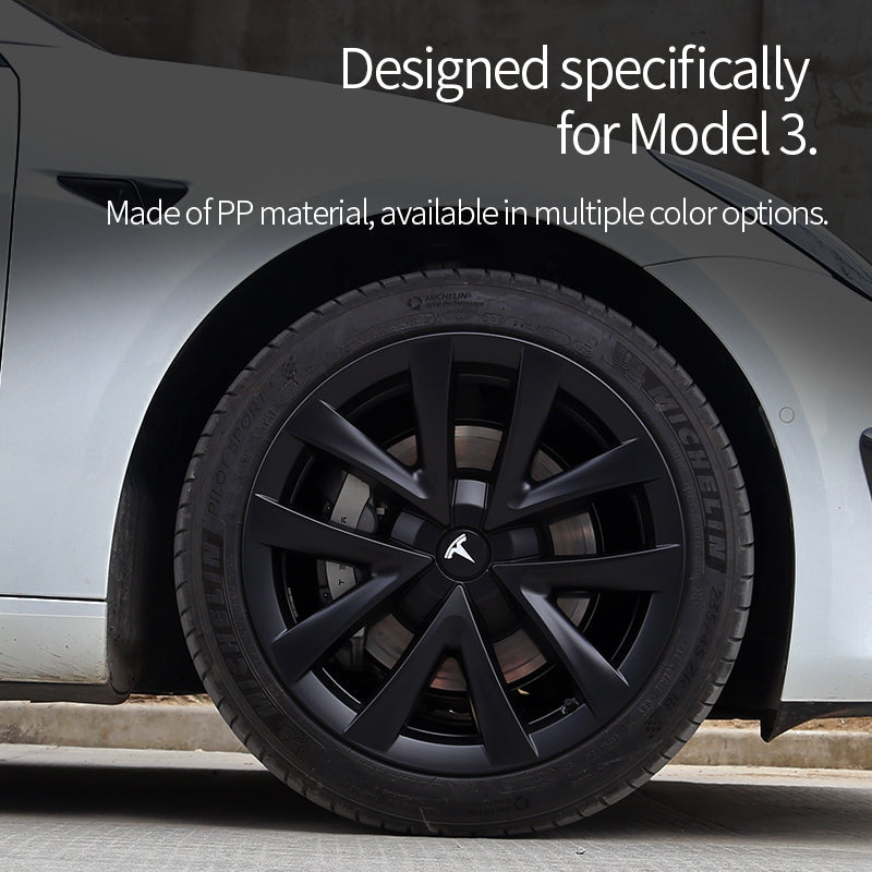 Arachnid Style 18" Wheel Covers for Model 3 2017–2023 Matte Black Set of 4