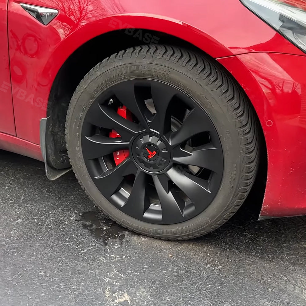Tessgo Model 3 18inch Überturbine Wheel Cover For Tesla 3 18inch Turbine Wheel Cap Kit 4PCS Matte Black
