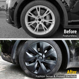 Tessgo 19" Storm Style Sport Wheel Covers for Tesla Model Y - Matte Black, OEM Fit Upgrade (Set of 4)